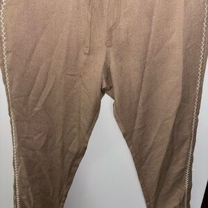 Malibu Men's Brown Chinos with Stitch Detail